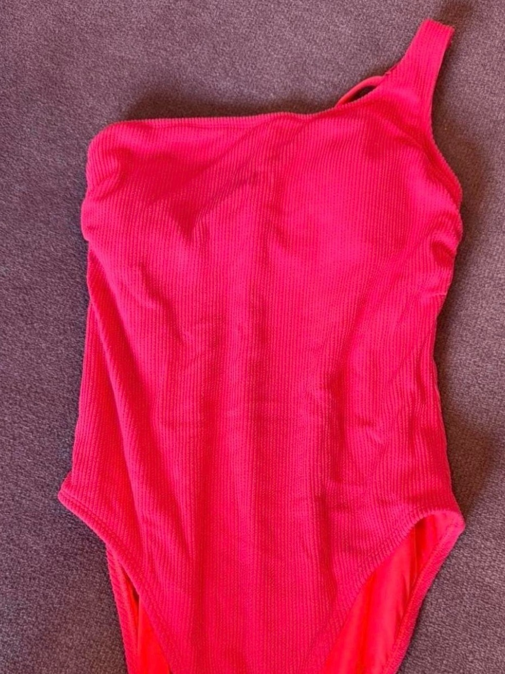 Xhilaration One-Shoulder Ribbed Kids One-Piece - Bright Pink